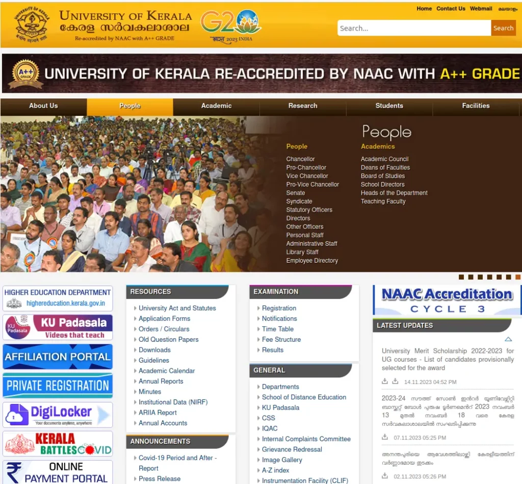 Kerala University UG and PG result